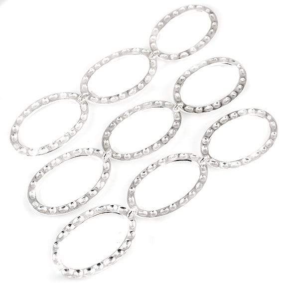 29x19mm Sterling Silver plated Copper Hammered Oval Beads 3 pieces*DISCONTINUED*