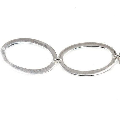 29x19mm Sterling Silver plated Copper Hammered Oval Beads 3 pieces*DISCONTINUED*