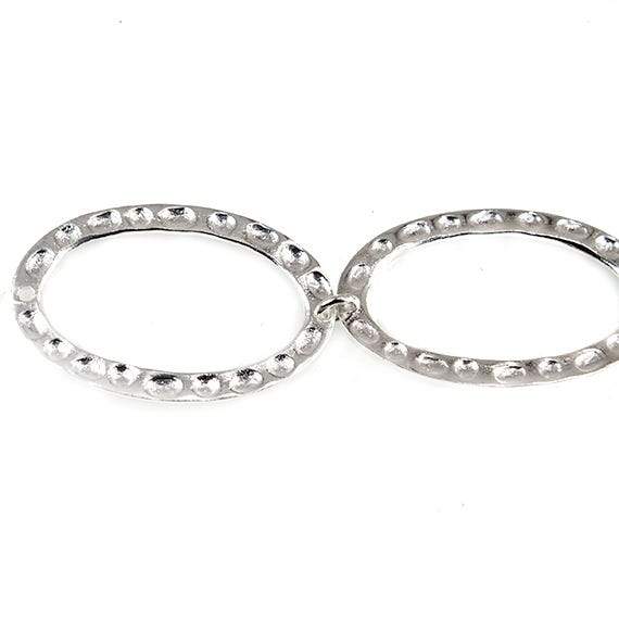 29x19mm Sterling Silver plated Copper Hammered Oval Beads 3 pieces*DISCONTINUED*