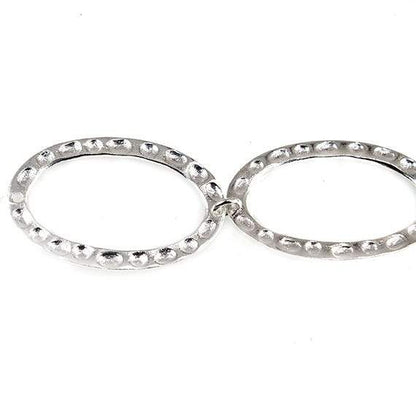29x19mm Sterling Silver plated Copper Hammered Oval Beads 3 pieces*DISCONTINUED*