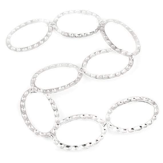 29x19mm Sterling Silver plated Copper Hammered Oval Beads 8 pieces *DISCONTINUED*