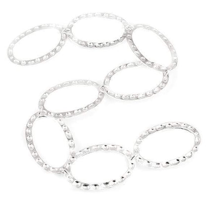 29x19mm Sterling Silver plated Copper Hammered Oval Beads 8 pieces *DISCONTINUED*