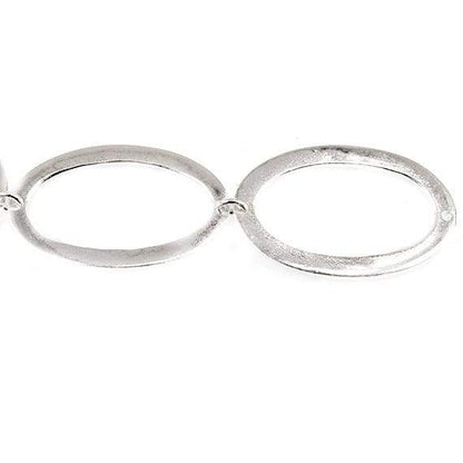 29x19mm Sterling Silver plated Copper Hammered Oval Beads 8 pieces *DISCONTINUED*