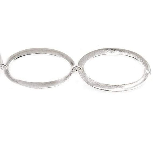 29x19mm Sterling Silver plated Copper Hammered Oval Beads 8 pieces *DISCONTINUED*