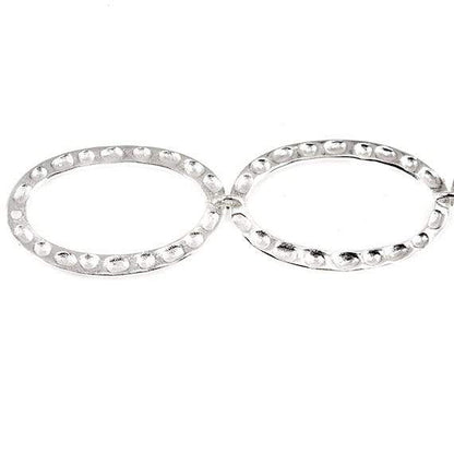 29x19mm Sterling Silver plated Copper Hammered Oval Beads 8 pieces *DISCONTINUED*