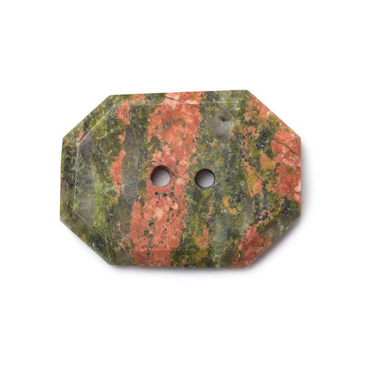 29x21mm Unakite Modified Hexagon 2.5mm hole button 1 piece