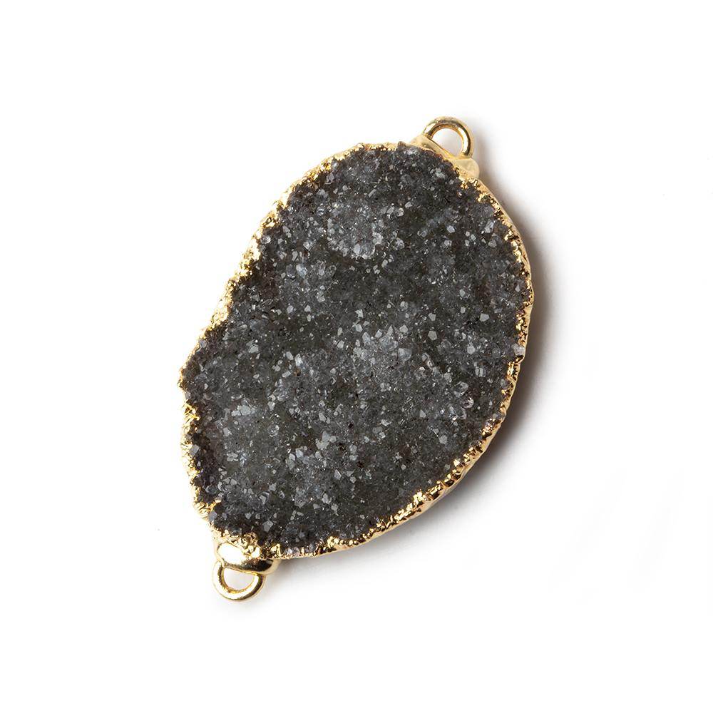 29x21x6mm Gold Leafed Smoky Grey Agate Drusy Connector Focal 1 Bead