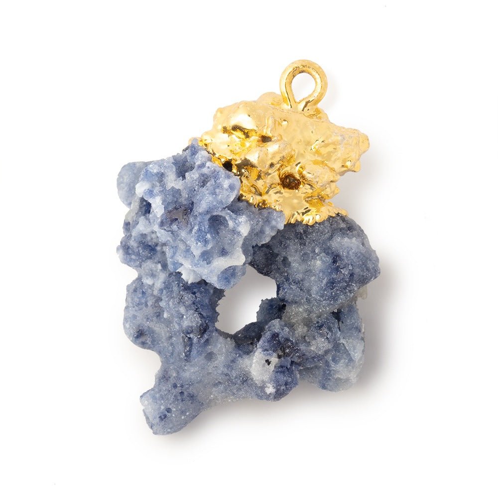 29x23mm Gold Leafed Blue Jammu Sapphire Natural Crystal 1 Pendant