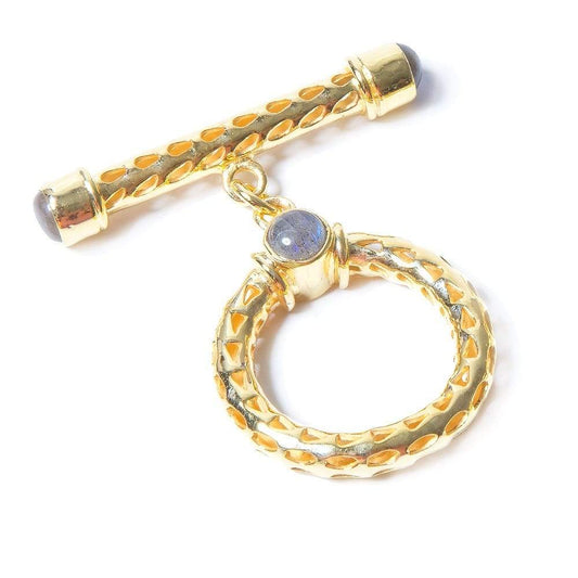 29x23mm Labradorite Cabochon Filigree Vermeil Toggle 1 piece