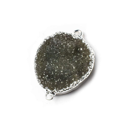 29x23x5mm Silver Leaf Gray Agate Drusy Free Shape Connector 1 piece