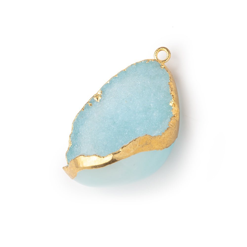 29x24mm Gold Leafed Powder Blue Concave Drusy Pendant 1 focal piece