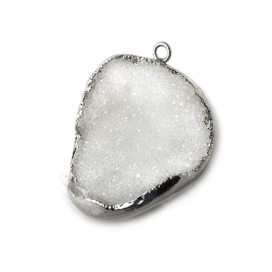 29x24x11mm Silver Leaf White Agate Drusy Concave Pendant