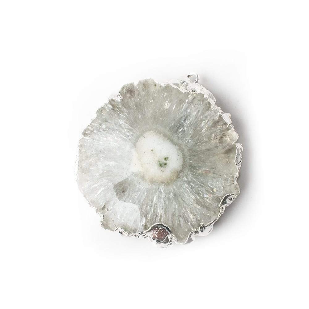 29x28mm Silver leafed Solar Quartz Slice Pendant 1 piece