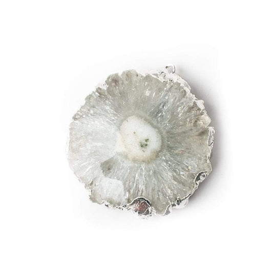 29x28mm Silver leafed Solar Quartz Slice Pendant 1 piece