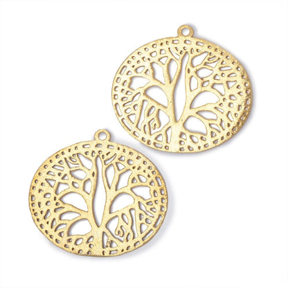 29x35mm Brushed Filigree Oval Charm Set of 2 pieces