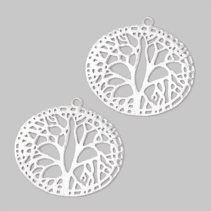 29x35mm Brushed Filigree Oval Charm Set of 2 pieces