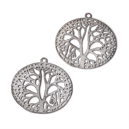 29x35mm Brushed Filigree Oval Charm Set of 2 pieces