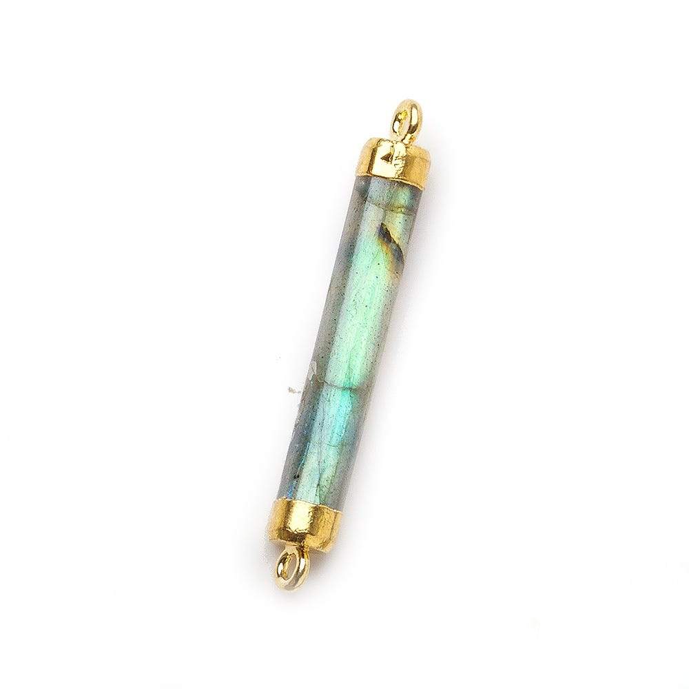 29x5mm Gold Leafed Labradorite plain barrel Connector 1 piece
