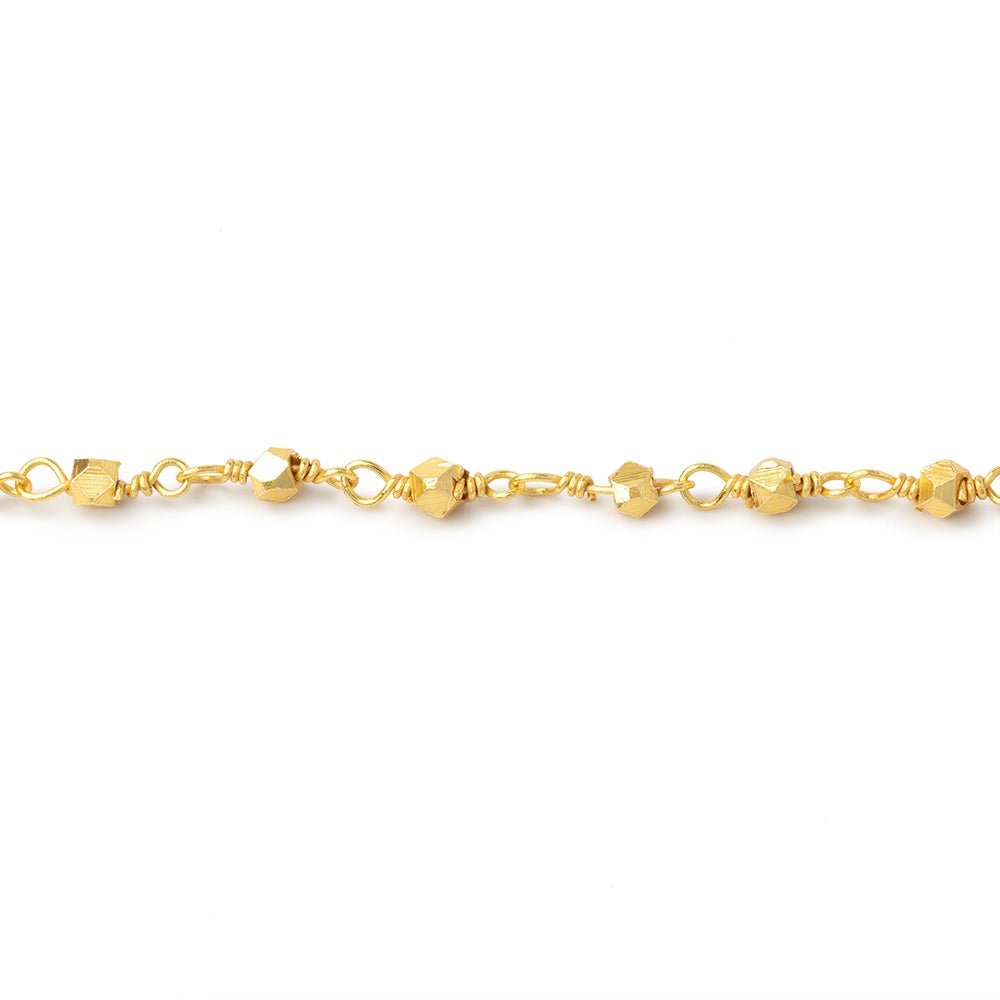 2mm 22kt Gold plated Copper Faceted Nuggets on Gold plated Chain