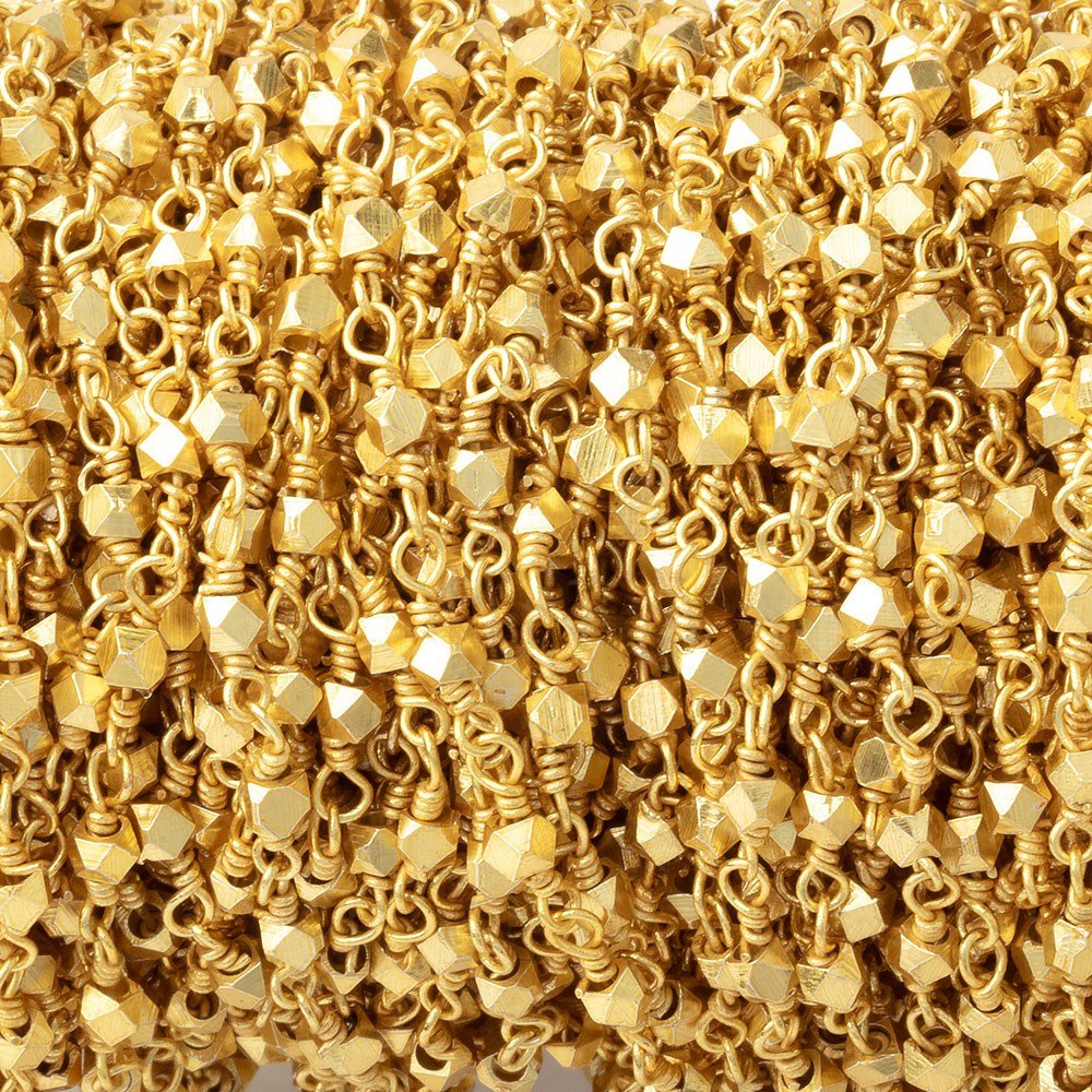 2mm 22kt Gold plated Copper Faceted Nuggets on Gold plated Chain