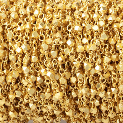 2mm 22kt Gold plated Copper Faceted Nuggets on Gold plated Chain