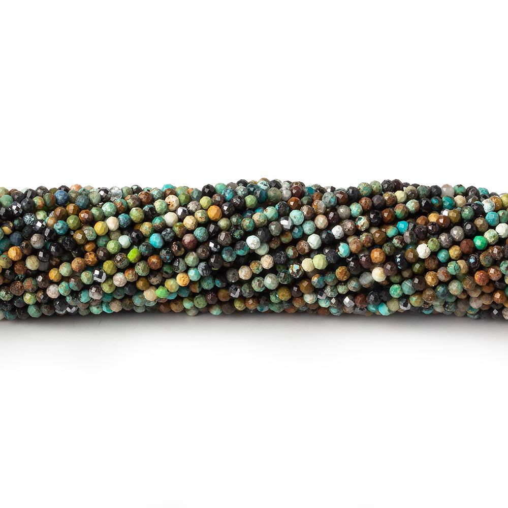 2mm African Turquoise & Hematite micro faceted rounds 15.5 inch 245 beads