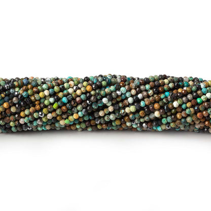 2mm African Turquoise & Hematite micro faceted rounds 15.5 inch 245 beads
