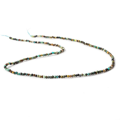 2mm African Turquoise & Hematite micro faceted rounds 15.5 inch 245 beads