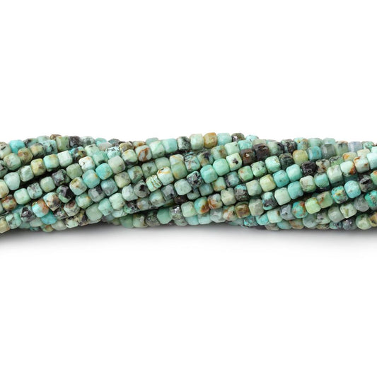 2mm African Turquoise Micro Faceted Cube 12.5 inch 140 Beads
