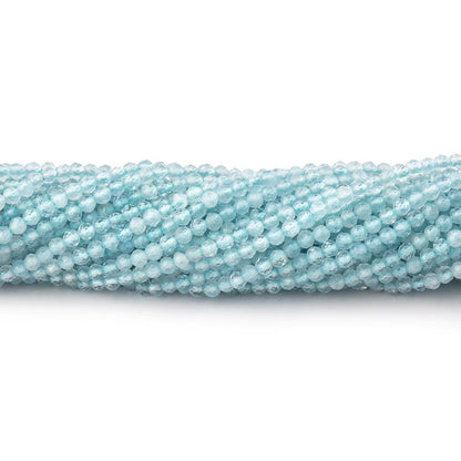 2mm Aquamarine Micro Faceted Round Beads 12.5 inch 157 pieces