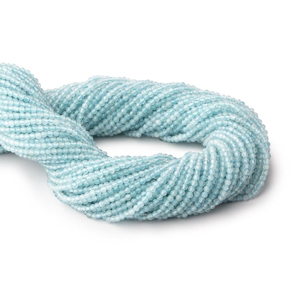 2mm Aquamarine Micro Faceted Round Beads 12.5 inch 157 pieces