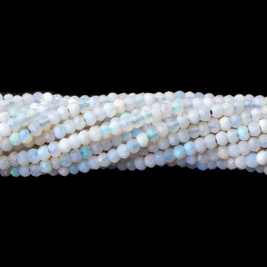 2mm Australian Blue Grey Opal micro faceted rondelles 12.5 inch 190 beads