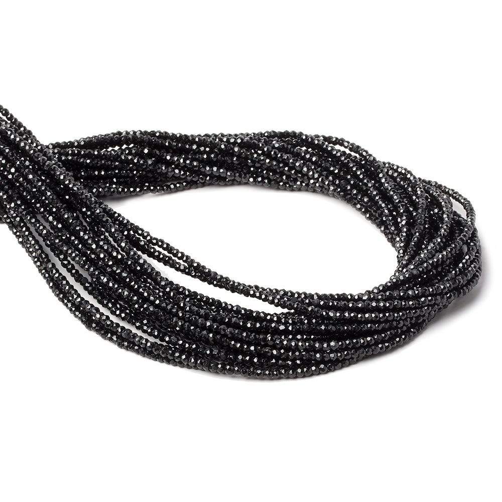 2mm Black Spinel Beads Micro-faceted Rondelle 13 inch 236 pieces