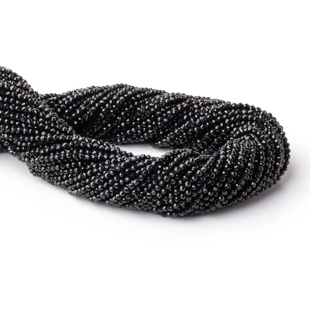 2mm Black Tourmaline Micro Faceted Round Beads 12.75 inch 174 pieces AAA