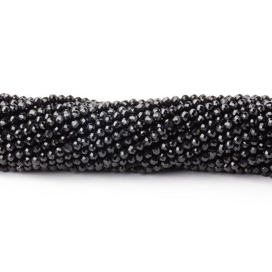 2mm Black Tourmaline Micro Faceted Round Beads 12.75 inch 174 pieces AAA