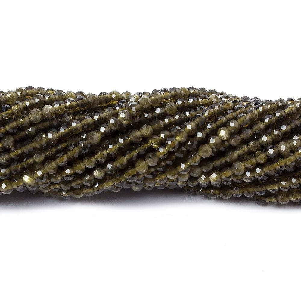 2mm Cat's Eye Green Quartz Micro Faceted rondelles 13 inch 165 beads