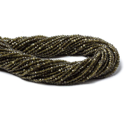 2mm Cat's Eye Green Quartz Micro Faceted rondelles 13 inch 165 beads