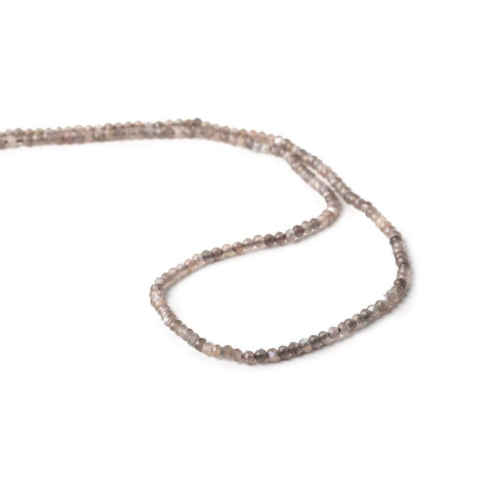 2mm Chocolate Brown & Mink Grey Moonstone microfaceted rondelles 175 pcs