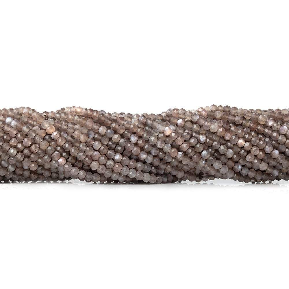 2mm Chocolate Brown & Mink Grey Moonstone microfaceted rondelles 175 pcs