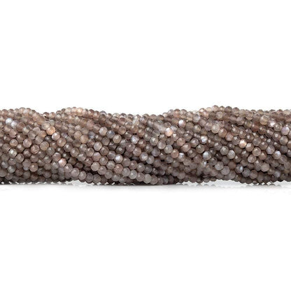 2mm Chocolate Brown & Mink Grey Moonstone microfaceted rondelles 175 pcs