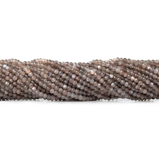 2mm Chocolate Brown & Mink Grey Moonstone microfaceted rondelles 175 pcs