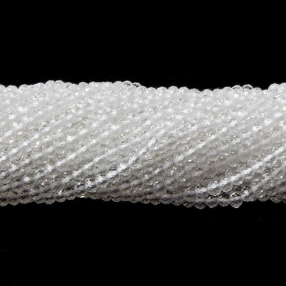 2mm Crystal Quartz micro-faceted rondelles 13 inch 175 beads AAA