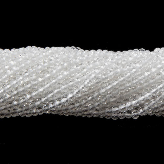 2mm Crystal Quartz micro-faceted rondelles 13 inch 175 beads AAA