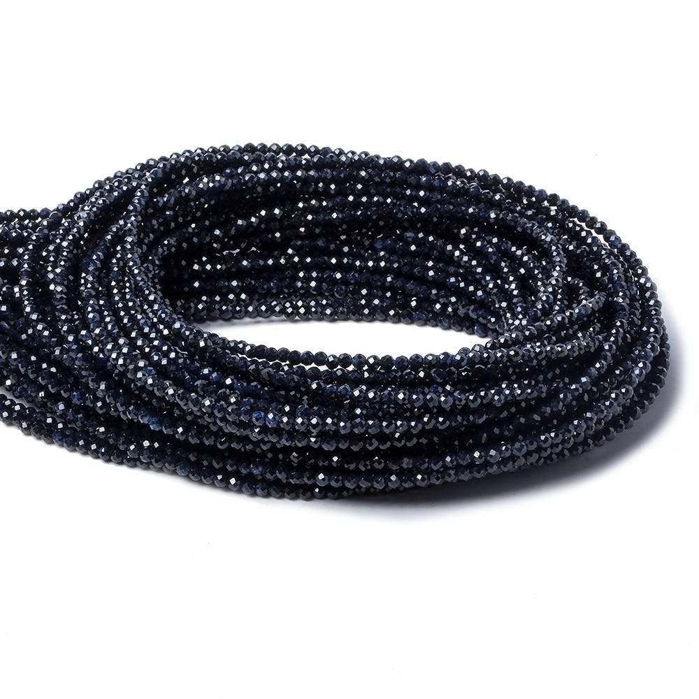 2mm Dark Blue Sapphire Micro Faceted Rondelle Beads 18 inch 260 pieces