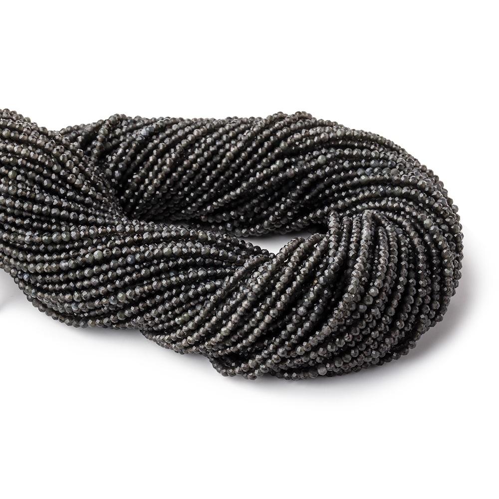 2mm Dark Platinum Grey Moonstone Micro Faceted round beads 13 inch 175 pieces A