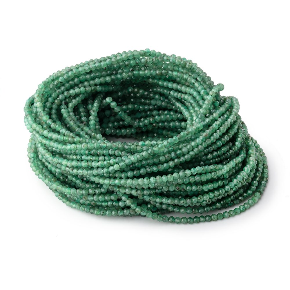 2mm Emerald Micro Faceted Rondelles 12.5 inch 168 Beads