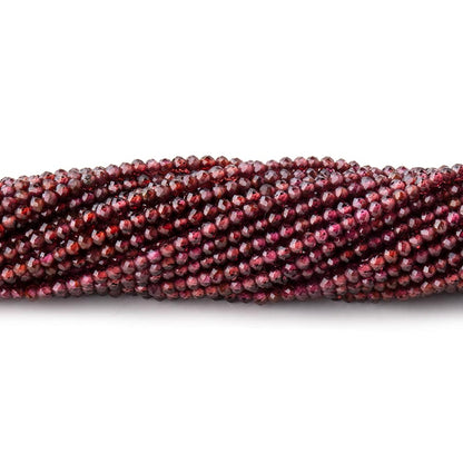 2mm Garnet Micro Faceted Rondelle Beads 13 inch 188 pieces