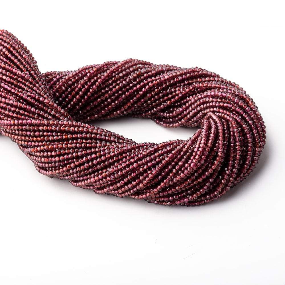 2mm Garnet Micro Faceted Rondelle Beads 13 inch 188 pieces