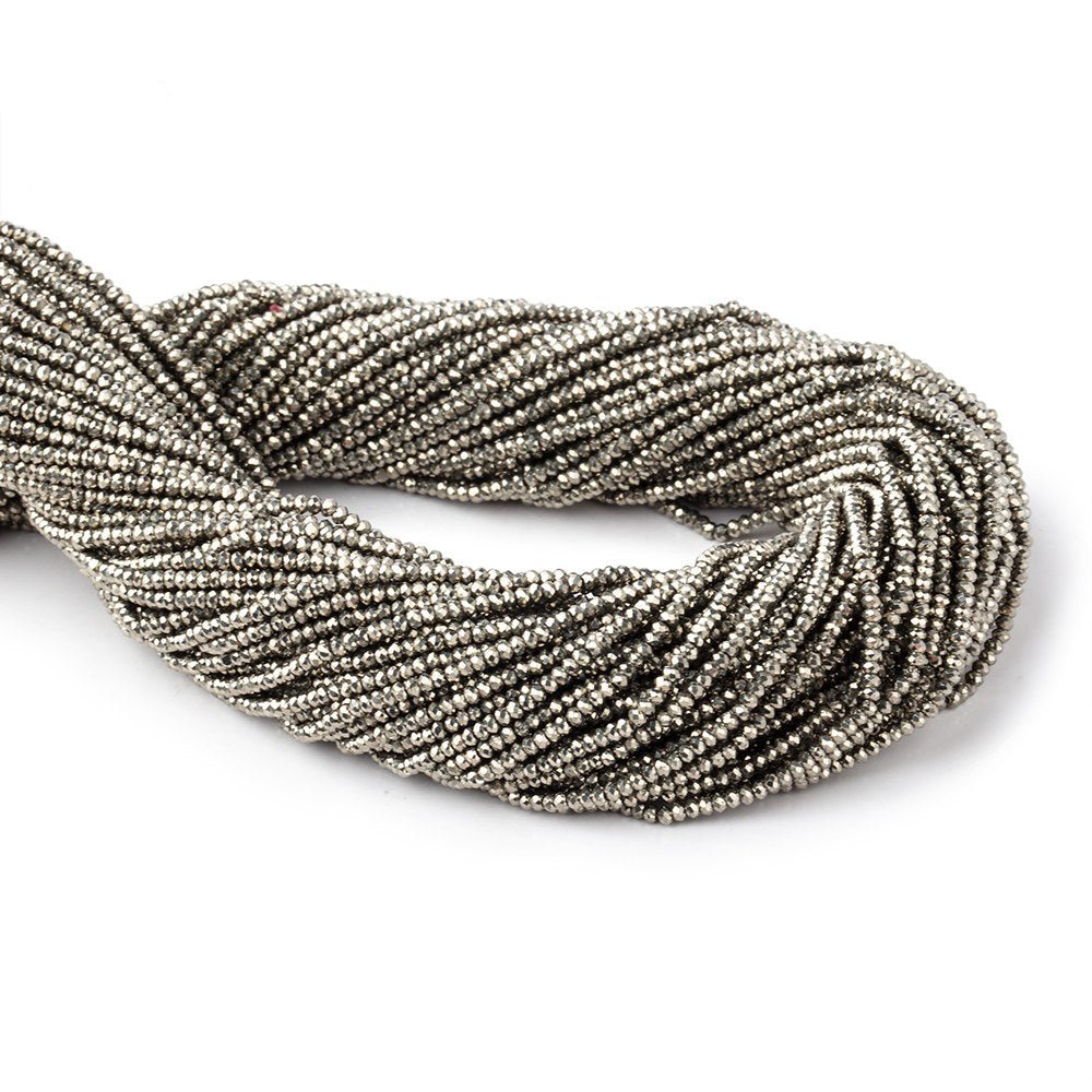 2mm Golden Pyrite Micro Faceted Rondelle Beads 12.5 inches 227 pieces AAA