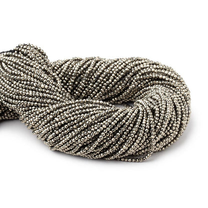 2mm Golden Pyrite microfaceted round beads 13 inch 155 pieces